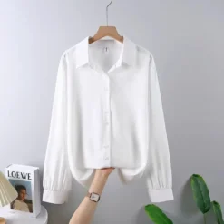 Alternative view of Chiffon Shirt for Women with Long Sleeves and Loose Fit for Office and Casual Wear