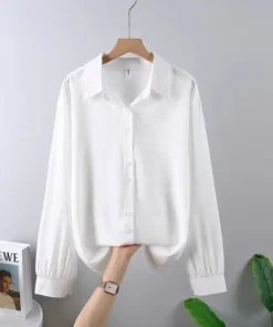 Alternative view of 2025 Autumn New Casual Chiffon Shirt Women Shirts Fashion Female Long Sleeve Loose Solid Blouse Tops Office Lady Clothes Popular