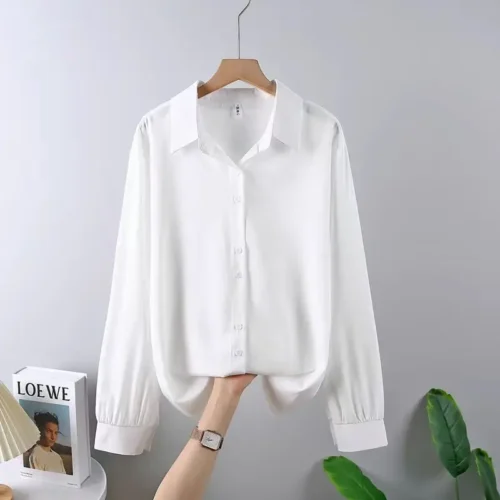 Alternative view of 2025 Autumn New Casual Chiffon Shirt Women Shirts Fashion Female Long Sleeve Loose Solid Blouse Tops Office Lady Clothes Popular
