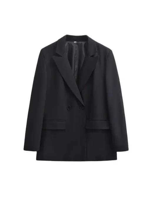 Women's Blazer Coat with Flap Pockets and Long Sleeves for Office Wear - Image 4