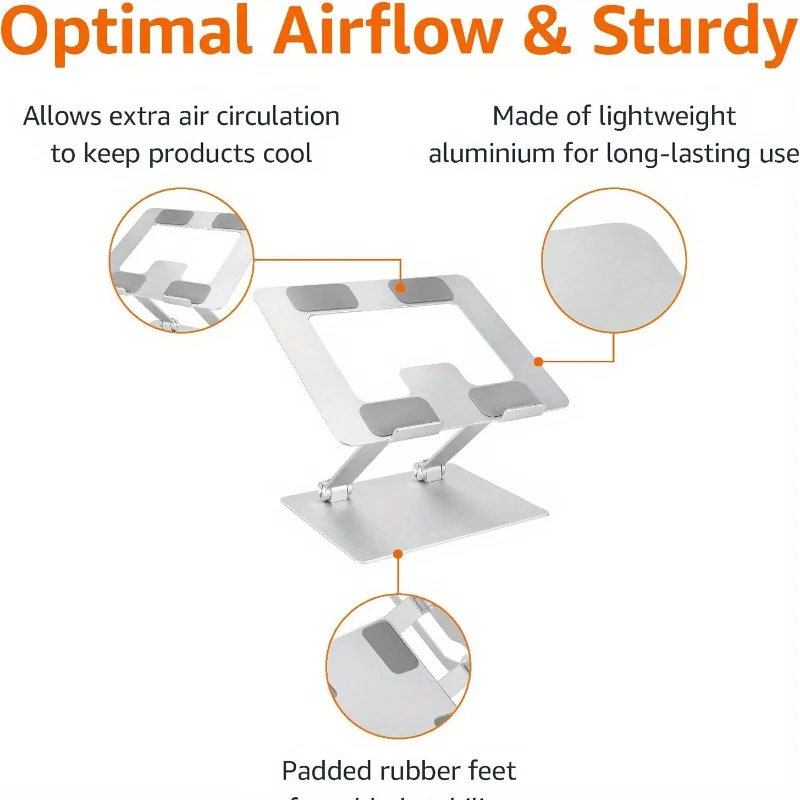 Ergonomic Adjustable Laptop Stand for Desks - Fits Up to 17.3 Inch Laptops - Image 2