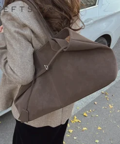 LEFTSIDE Big Short Handle PU Leather Solid Color Tote Bags for Women 2024 Y2K Ladies Shoulder Bag Females Retro Handbags