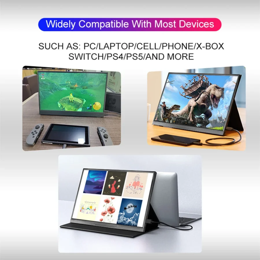 LANLIPU 15.6-Inch Portable Monitor - 1920x1200 Display with Type-C and Mini HDMI for Gaming and PC Use - Image 4