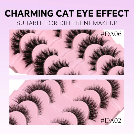 Fluffy Cat Eye Mink Lashes with D Curl and Clear Band for Natural Look - Image 5