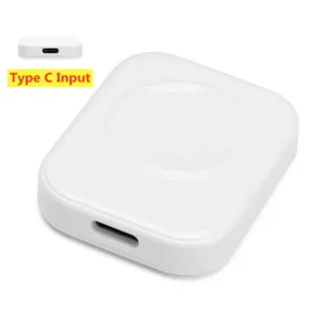 Portable Magnetic Wireless Charger for iWatch Series 9 8 7 6 5 SE with Type C Conversion - White Type C Port