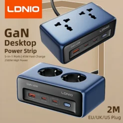 LDNIO Fast Charger Power Strip with 2M Electric Extension Cord and 45W Type C Charging Station