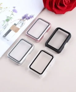 for Samsung Galaxy watch Fit3 Case, Full-Coverage Tempered Glass Screen Protector+Hard PC Bumper Protective Cover integrated