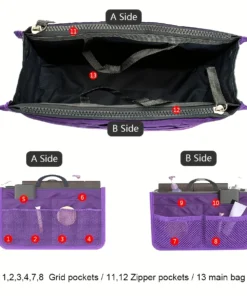 Alternative view of Large Capacity Bi-Fold Storage Bag with Double Zipper for Makeup and Toiletries