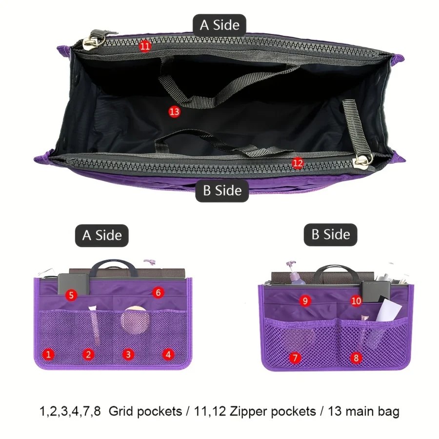 Large Capacity Bi-Fold Storage Bag with Double Zipper for Makeup and Toiletries - Image 2