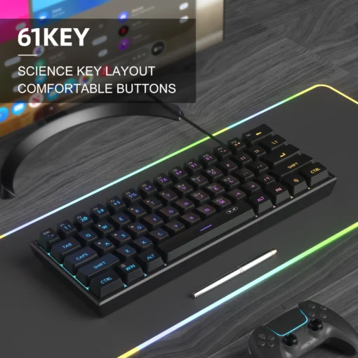 Mini 60% Gaming Keyboard with RGB Backlighting, Ergonomic Waterproof Design for Gamers and Office Use - Image 5