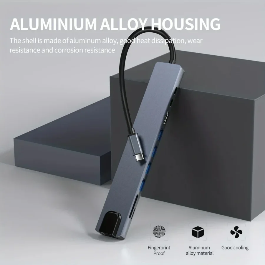 10 in 1 USB C HUB 4K30Hz Docking Station Type C to HDTV-Compatible RJ45 Ethernet PD100W for MacBook iPad Huawei Sumsang Phone - Image 2