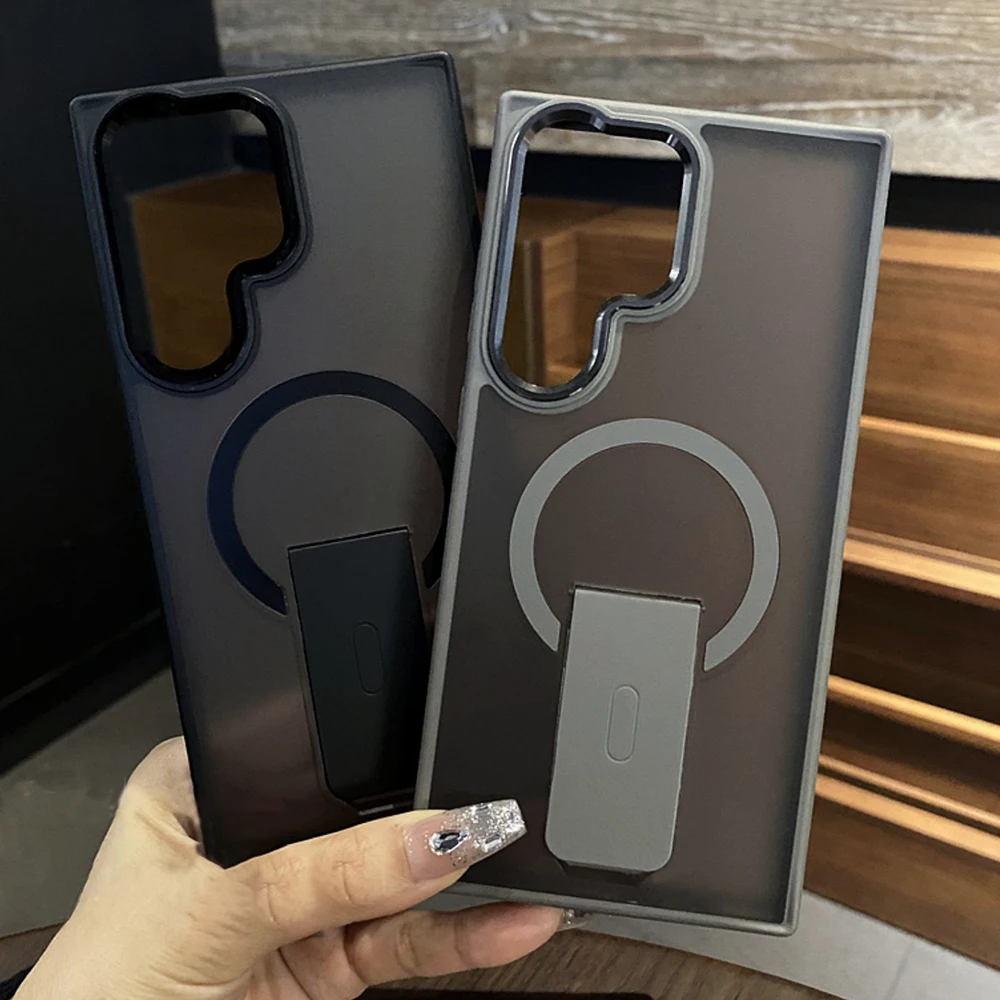 Luxury Magnetic Wireless Charger with Folding Stand for Samsung Galaxy S25 S23 Ultra S24 Plus FE Matte Case - Image 6