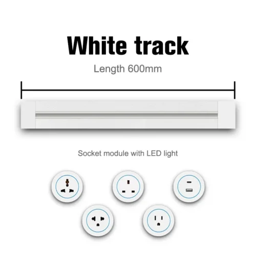 Alternative view of Track Socket Kitchen Wall Outlet, FR EU US UK Universal Standard Round Romovable Adapter Plug，Electrical Outlet with USB, white