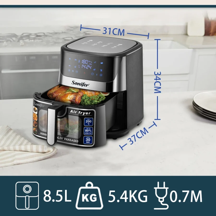 8.5L Air Fryer with LED Display, Touch Control, and Adjustable Temperature - Image 5