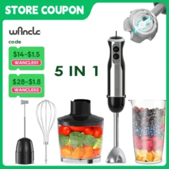 Wancle 5-in-1 Electric Immersion Hand Blender with 1000W Power for Versatile Food Preparation