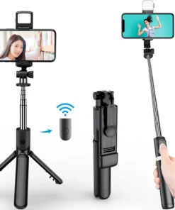 3In1 Bluetooth Wireless Selfie Tripod With Fill Light Shutter Remote Control Portable Foldable Monopod For iPhone Smart Phone