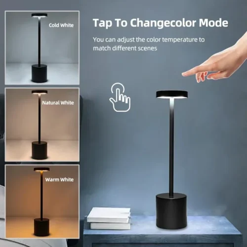 Alternative view of Simple Touch Sensor LED Table Lamp Rechargeable Desk Lamp 3Colors Adjustable Bedside Creative Ambient Light Bar Room Decor Light