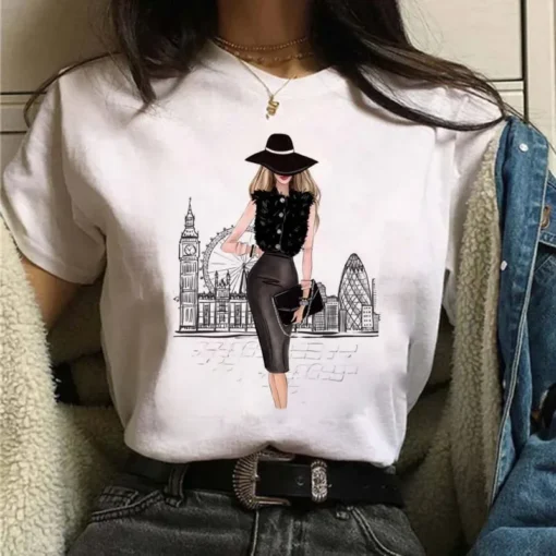 High Heel Graphic T-shirt with Cute 90s Style Print for Women - Image 4