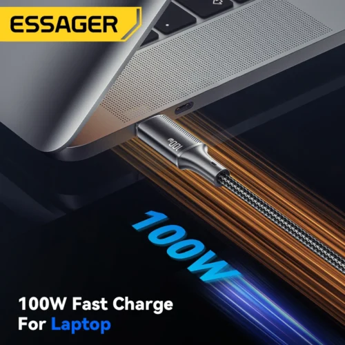 Alternative view of Essager PD 100W Type C to C Cable USB Type-C 5A Fast Charging Mobile Phone Cable For MacBook iPad Oneplus Xiaomi iPhone 15 Cable