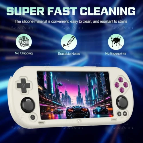 Alternative view of Trimui Smart Pro Full Fit Protective Case with Lanyard Anti-fall Anti-scratch Anti-slip White Silicone Soft Shell Cover Skin