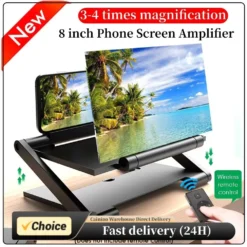 Foldable 8-Inch Curved Phone Screen Amplifier with 3-4x Magnification for 4.0-6.0 Inch Mobile Phones