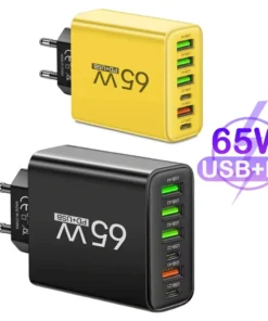 65W 6 Port USB C Fast Charger Station PD QC 3.0 Power Adapter for iPhone 17 1615 Pro Max Samsung S23 Compact Travel Charger