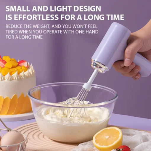Rechargeable Handheld Electric Egg Beater with Powerful Motor for Baking and Cream Mixing - Image 5