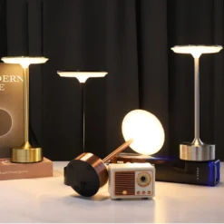 Wireless LED Table Lamp with Touch Sensor and USB Rechargeable Design for Bedroom and Reading
