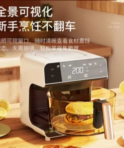 Visual Smart Air Fryer 4.5L - Voice-Controlled, Touch-Screen, Multifunctional with Glass Basket