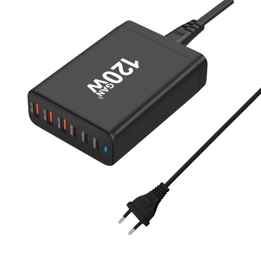 120W GAN Multi USB Charging Station 6 Port Hub Type C Charger PD Fast Charging Station Smart charger For iPhone Samsung Xiaom - Image 5