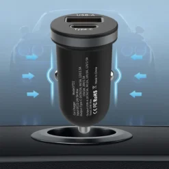 Alternative view of 30W Quick Charge USB Type C Car Charger for iPhone and Samsung Devices
