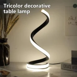 LED Table Lamp with Dimmable Feature and Spiral Design for Bedroom and Office