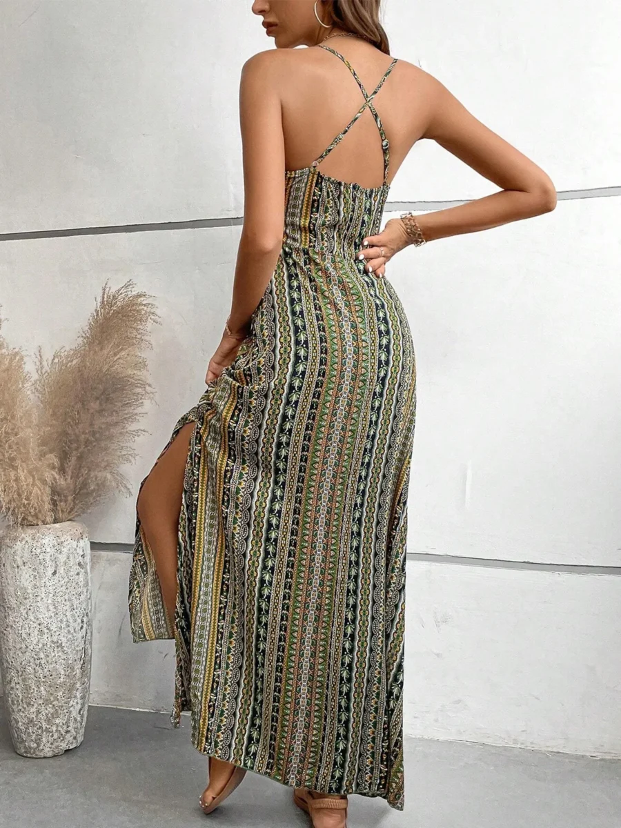 Boho Style Women's Backless Summer Dress with Side Split - Image 3