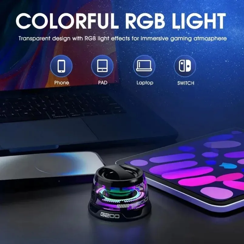 Portable Mini Bluetooth Stereo Speaker with RGB Light and Phone Holder for Outdoor Use - Image 6