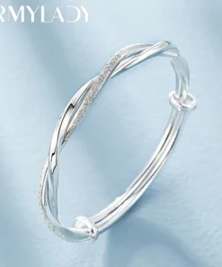 925 sterling silver original pretty weave bracelets Bangles for women fashion party wedding engagement jewelry Adjustable size