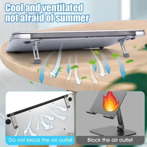 Aluminum Mini Laptop Stand with Adjustable Height for MacBook and Smartphones - Image 4