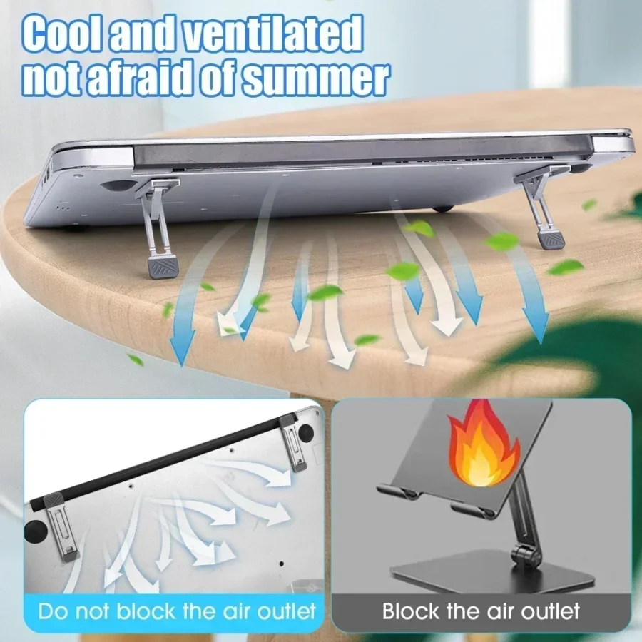 Aluminum Mini Laptop Stand with Adjustable Height for MacBook and Smartphones - Image 4