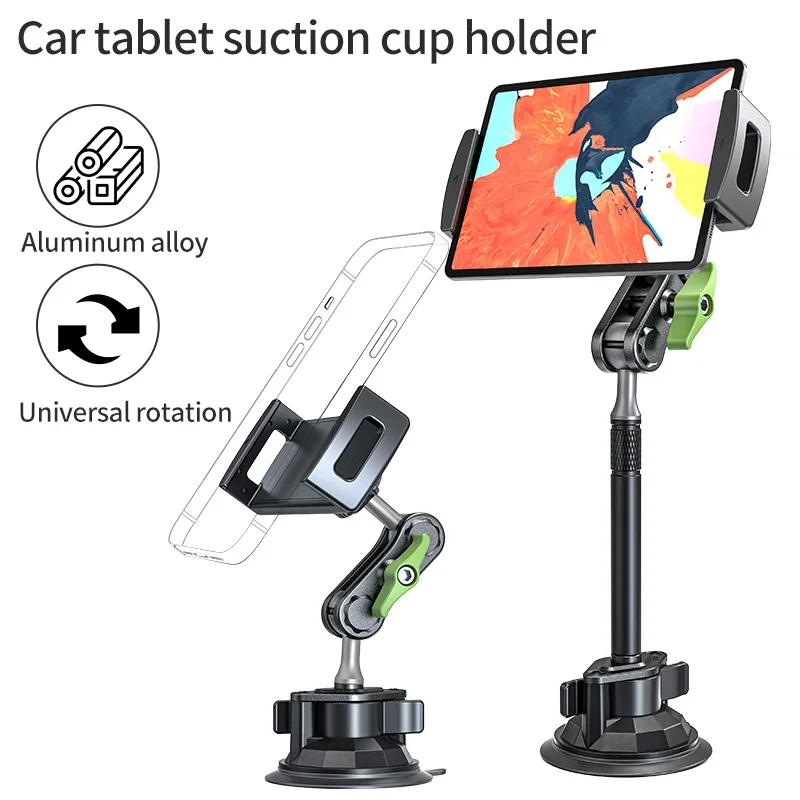 Aluminum Alloy Adjustable Tablet Stand with 360° Rotation and Suction Cup Mount for 4-12.9 Inch Devices