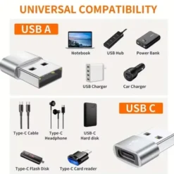 Alternative view of OTG USB to USB C Adapters Pack of 5 Durable Metallic Build Universal Compatibility for iPhone, iPad, Samsung S23, iWatch, AirPods