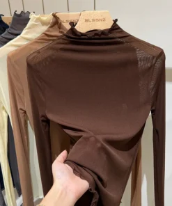 Spring Summer Womens Long Sleeve Sexy Black Mesh Top Blouses Transparent Punk Clubwear Shirt Tees Beach Tops Ladies Bottom Tops