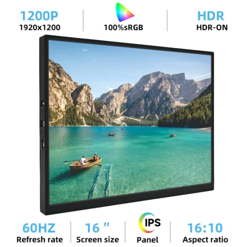 ZSUS 16" Portable IPS Monitor - 100% sRGB, 1200P - Ideal for Gaming and Travel