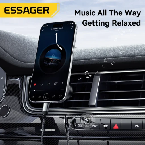 Essager USB C to 3.5mm Aux Adapter with Audio Splitter for iPhone, Huawei, and Xiaomi - Image 3