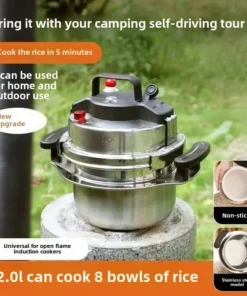 Portable 304 Stainless Steel Pressure Cooker – 0.8-2L for Outdoor Camping and Kitchen Use