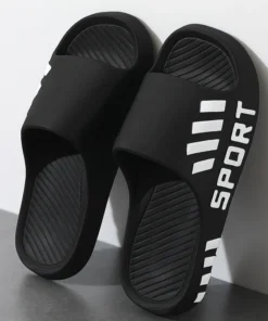 Men's Summer Slippers - Non-Slip Thick Sole Flip Flops & Slides for Indoor/Outdoor Use