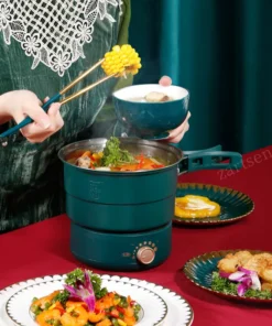 Alternative view of Foldable 1.6L Electric Cooking Pot - Portable Multicooker and Frying Pan for Home and Travel