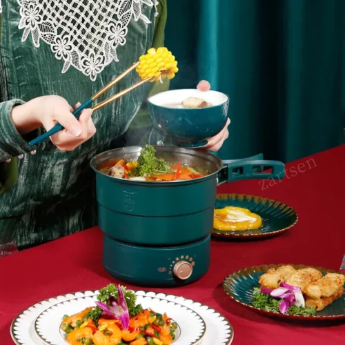 Alternative view of Foldable 1.6L Electric Cooking Pot - Portable Multicooker and Frying Pan for Home and Travel