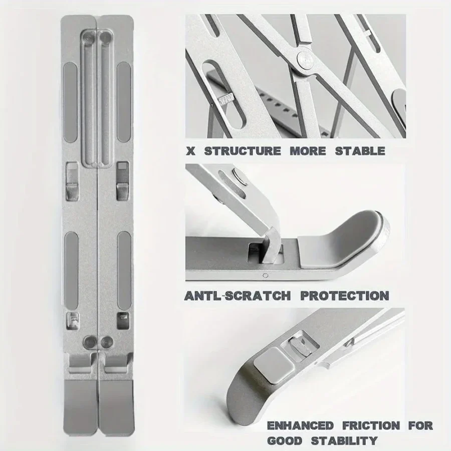 Aluminum Adjustable Laptop Stand – Portable 6-Height Design for 8-16” Laptops, Improved Ventilation - Image 4