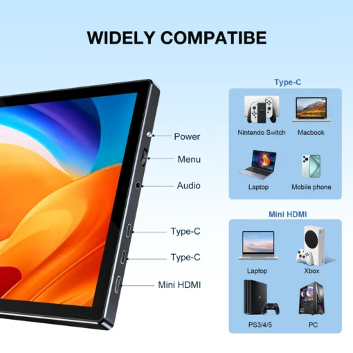 10.1-Inch Portable Touchscreen Monitor with IPS Display and Leather Case for On-the-Go Users - Image 3