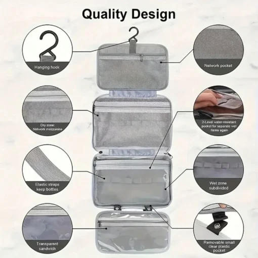 Travel Cosmetic Bag with Portable Hanging Design for Men’s Toiletry Storage - Image 5