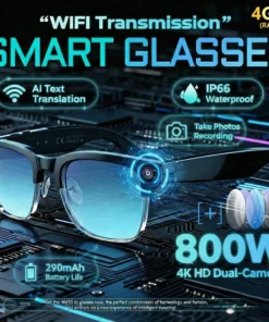 2026 New AI Smart Glasses 4K 8MP HD Camera Video 1080P 100+ Languages Translation WiFi Sunglasses Bluetooth Call Music Men Women